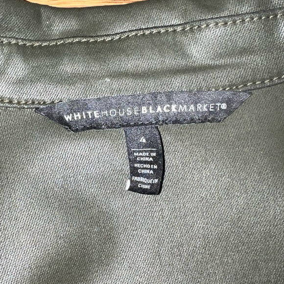 WHBM White House Black Coated Cropped Denim Jacket, Olive Green, Size 4 - Picture 4 of 8